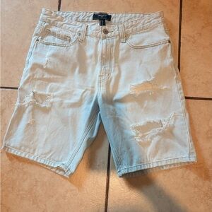 Forever 21 Men's Light Wash Ripped Jean Shorts